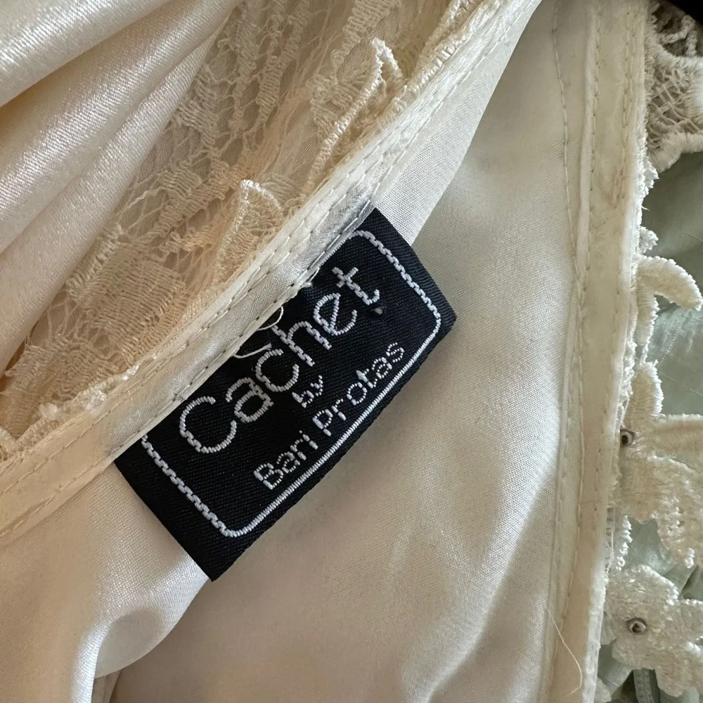 Vintage Cachet Bari Protas cream lace beaded wedding prom formal gown size S - Picture 11 of 14